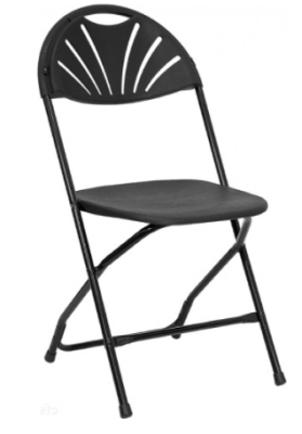 Fan Back Folding Chair - Black